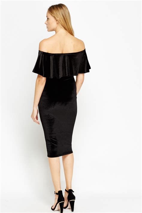 velveteen black  shoulder dress