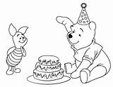 Coloring Birthday Pooh Winnie Cake Sheets Celebrating Pages Wishes Write Future sketch template