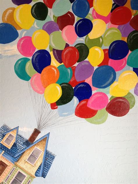 painting   house  balloons floating   air