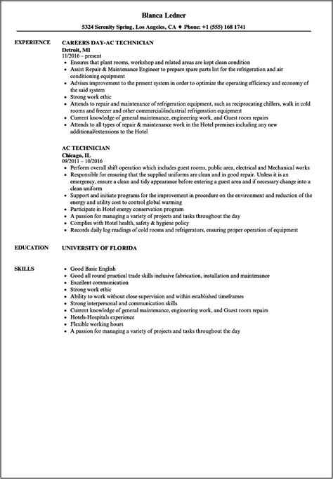 resume job description examples technician jobs resume  gallery