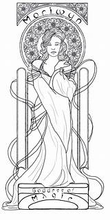 Coloring Mucha sketch template