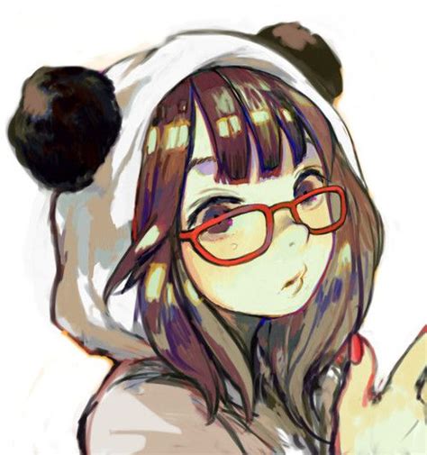 Anime Girl Wearing Glasses With A Panda Hoodie Beyond The Portrait