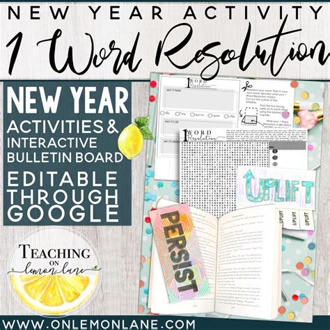years   word resolution goal setting activity bulletin board idea