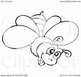 Bee Outline Coloring Illustration Happy Royalty Clipart Visekart Tattoos Rf Tattoo Background Bees Version sketch template