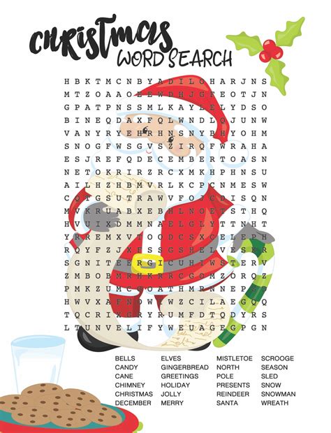 printable holiday word search