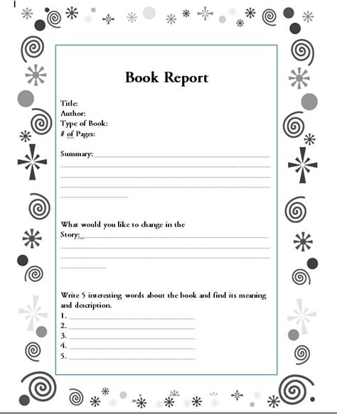 printable book report template book report templates book report
