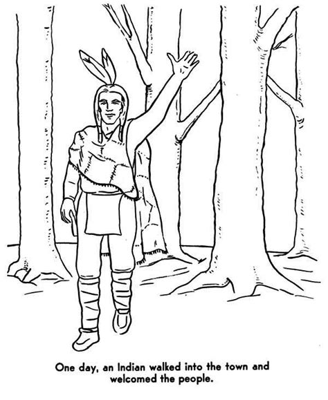 native american welcoming people  native american day coloring page