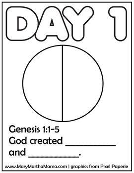 creation coloring pages  mary martha mama teachers pay teachers