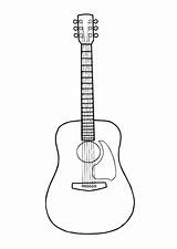 Guitar Coloring Acoustic Drawing Vector Line Simple Related Tags Pages Bass sketch template