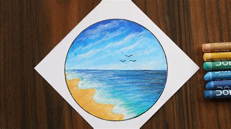 Beautiful Beach Scenery Drawing Easy Drawing For