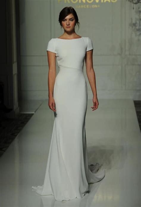 pronovias off white valeria crepe mermaid gown modern wedding dress