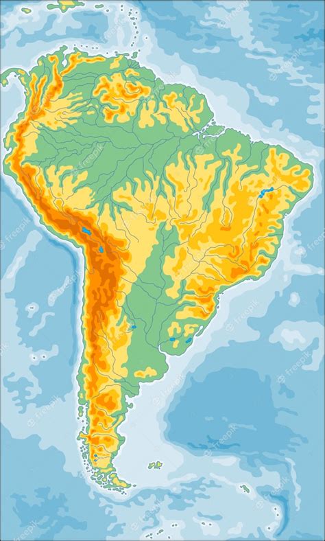 Premium Vector Physical South America Map