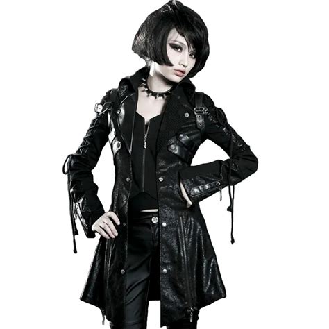 gothic vintage handsomefaux leather long coats for women steampunk