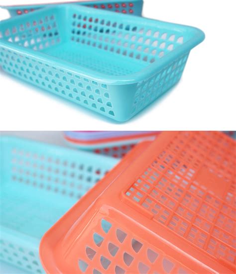 honla rectangular small plastic storage baskets organizer set of 8 in 4