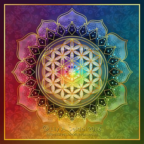 rainbow flower  life lotus  lilyas  atdeviantart sacred geometry