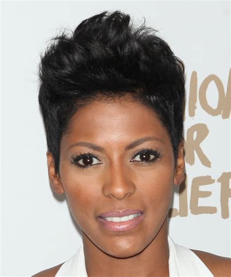 tamron hall short straight casual hairstyle black hair color