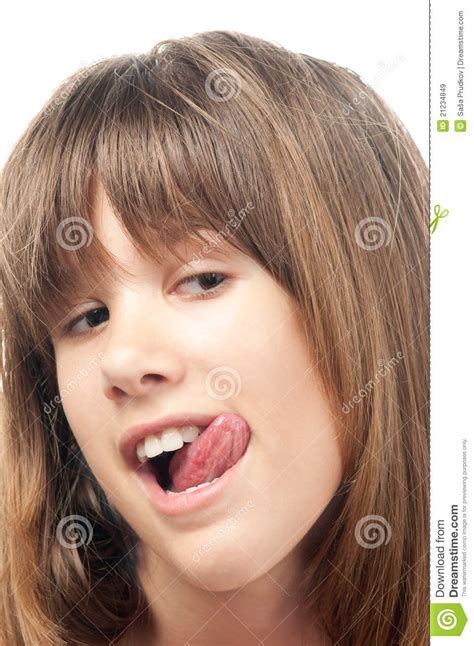 teenage girl licking her lips stock image image of woman chin 21234849