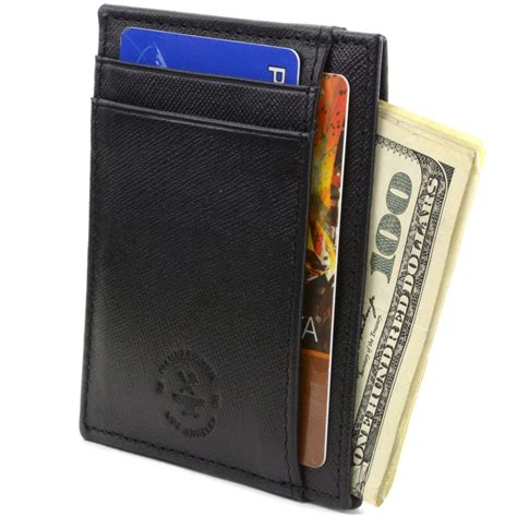 rfid blocking minimalist front pocket wallet card case genuine leath