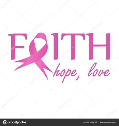Faith Hope Love Pink Ribbon To Symbolize Breast Cancer Awareness