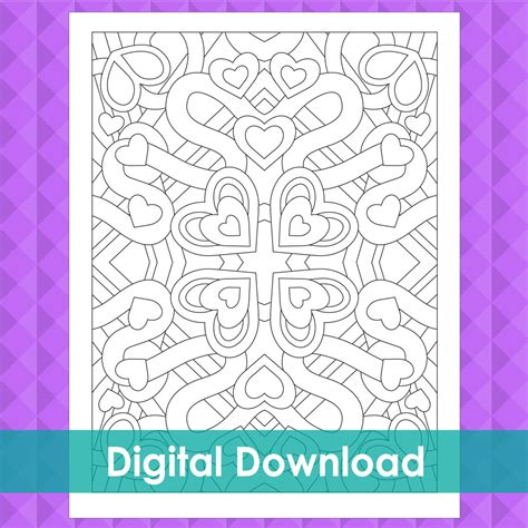 heart coloring page heart design coloring pages coloring etsy