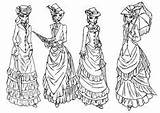 Victorian Coloring Pages Colouring Ladies sketch template