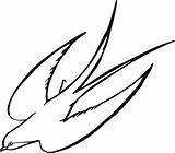 Bird Drawing Flying Drawings Swallow Birds Simple Line Coloring sketch template