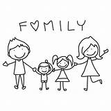 Family Drawing Happy Cartoon Hand Organized sketch template