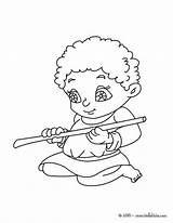 Flute Coloring Drawing Getcolorings Villager Kid Getdrawings Pages sketch template