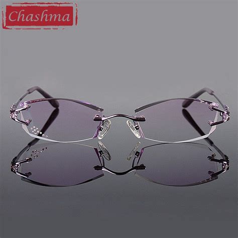 chashma brand eyeglasses diamond trimmed rimless glasses titanium