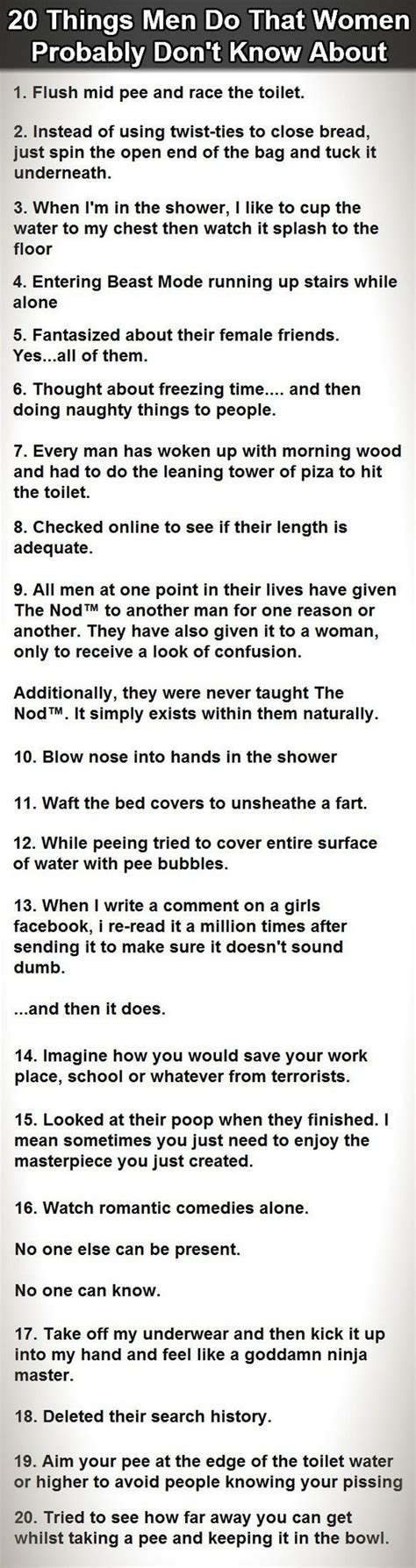Here Are 20 Things Men Do That Women Don’t Know About Yes