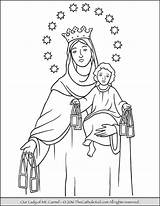 Coloring Lady Carmel Pages Mt Mary Mount Rosary Mother Drawing Guadalupe Catholic Color Jesus Thecatholickid Beads Christian Kids Saint Scapular sketch template