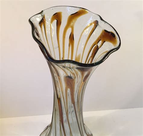 Large Art Nouveau Glass Vase With Amber Threading 1910s For Sale At Pamono