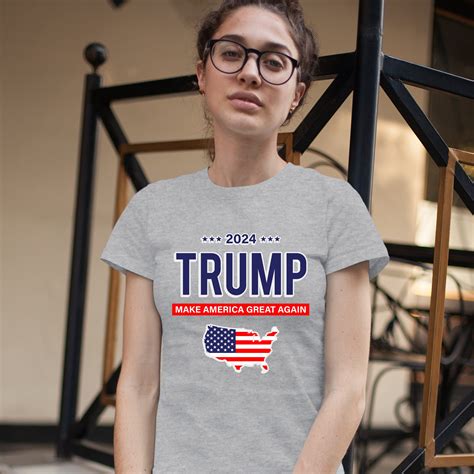 2024 Trump T Shirt Make America Great Again Stars And Stripes Womens