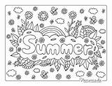 Coloring Summer Pages Easy Kids Adults Printables Flowers Rainbow sketch template