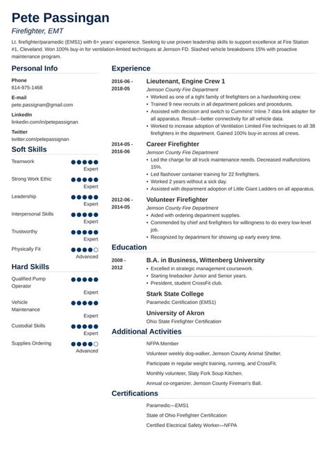 firefighter resume template simple   firefighter resume