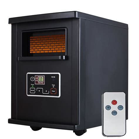 electric portable space heater infrared quartz wremote control black walmartcom