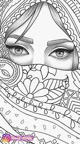 Colouring Zeichnen Colorear Ausmalen Hijab Vogue Sketchbook Rostros Kleurplaten Zentangle Zeichnungen Traditionelle Umrisszeichnungen Kunstzeichnungen Bleistift Gesicht Aquarel Quadri Cuadros Malbuch sketch template