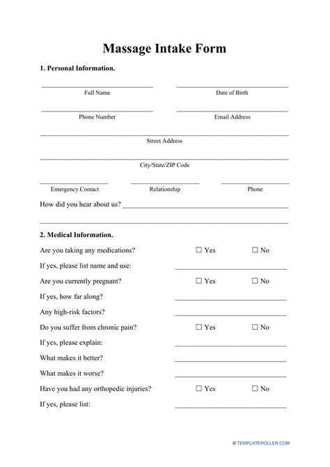 massage intake form fill out sign online and download pdf
