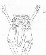 Anime Coloring Twin Pages Twins Template Lineart sketch template