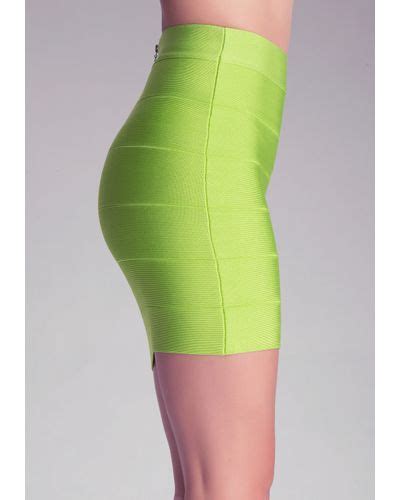 bebe solid bandage skirt in green lyst