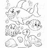 Coloring Pages Sea Clipart Royalty Color Shark Clip Colour Drawing Colouring Printable Fish Creatures Small Animal Great Prints Bull Sheets sketch template