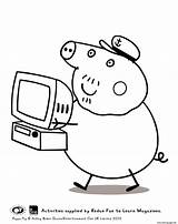 Pig Peppa Coloring Pages Grandpa Computer Printable sketch template