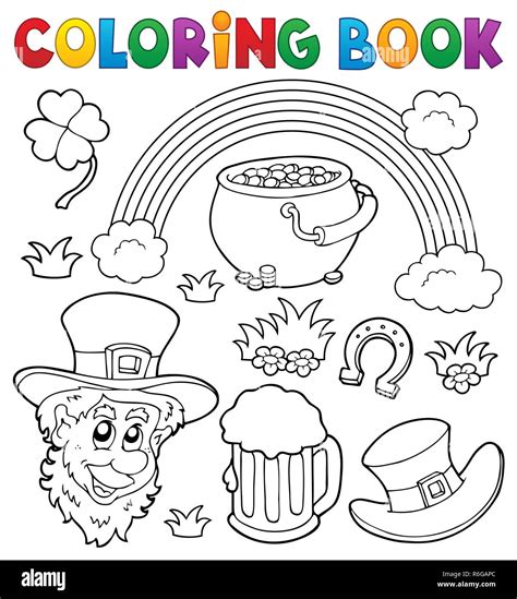 coloring book st patricks day theme  stock photo alamy