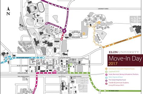 elon university today at elon move in day map shows the routes for