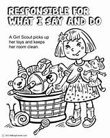 Girl Scout Coloring Pages Scouts Daisy Responsible Say Do Law Petals sketch template