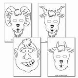 Billy Gruff Goats Masks Three Colouring Goat Mask Sheets Play Role Activities Coloring Pages Printables Puppet Preschool Story Treasure Chest sketch template