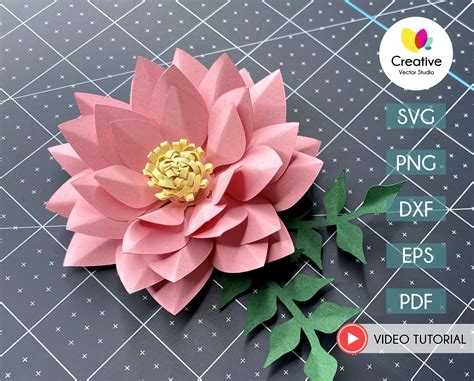 paper lotus flower svg template  creative vector studio