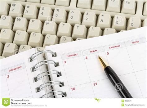 calendar and computer keyboard stock image image of planner date