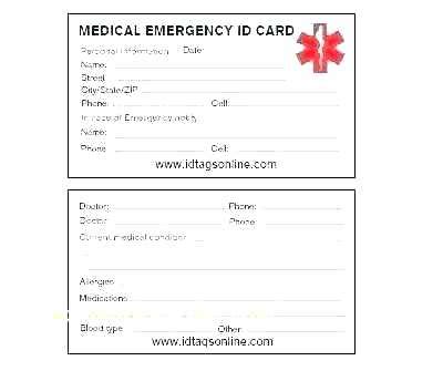 printable medical id card template