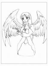 Manga Angel Coloring Wings Adult Anime Beautiful Pages Mangas Krissy sketch template